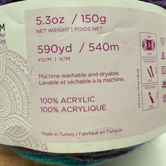 Lion Brand Mandala Yarn Hades 590 Yards 5.3oz Acrylic Crochet Knitting Lot of 2 - Picture 5 of 6